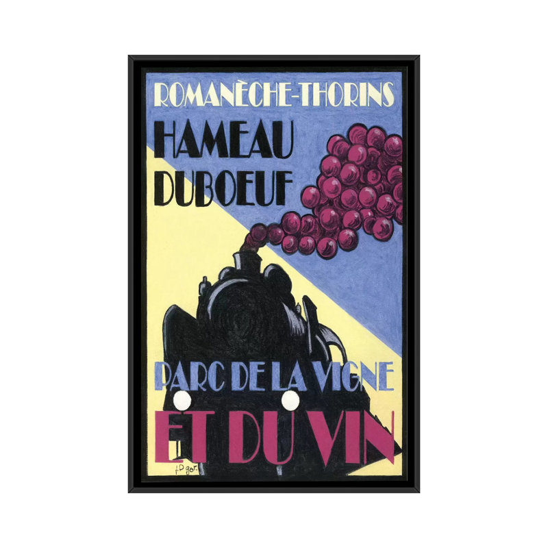« hameau duboeuf viticulture », affiche rétro sur toile, H 26 po x l 18 po x P 1,5 po, Toile avec cadre noir, Pas de tapis