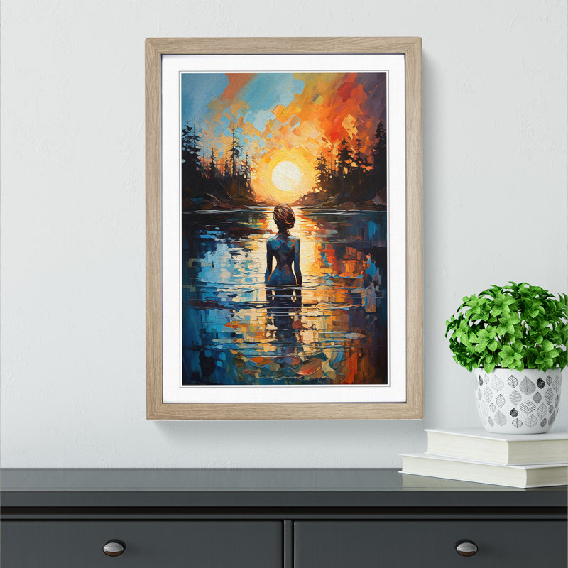 Lake Gestural No.2 - Framed Print, 64cm H x 46cm W x 2cm D, Oak 