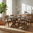 Branson 5-Piece Modern Farmhouse Wood Dining Set With Double V Trestle Table And Boucle Upholstered Armchairs