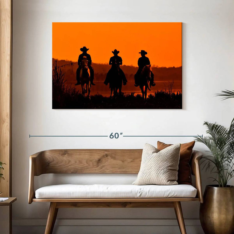Lelar Cowboys At Sunset, 30" H x 45" W