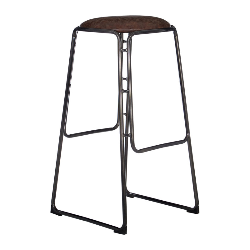 Marunouchi Upholstered Counter Stool with Metal Frame, Mocha