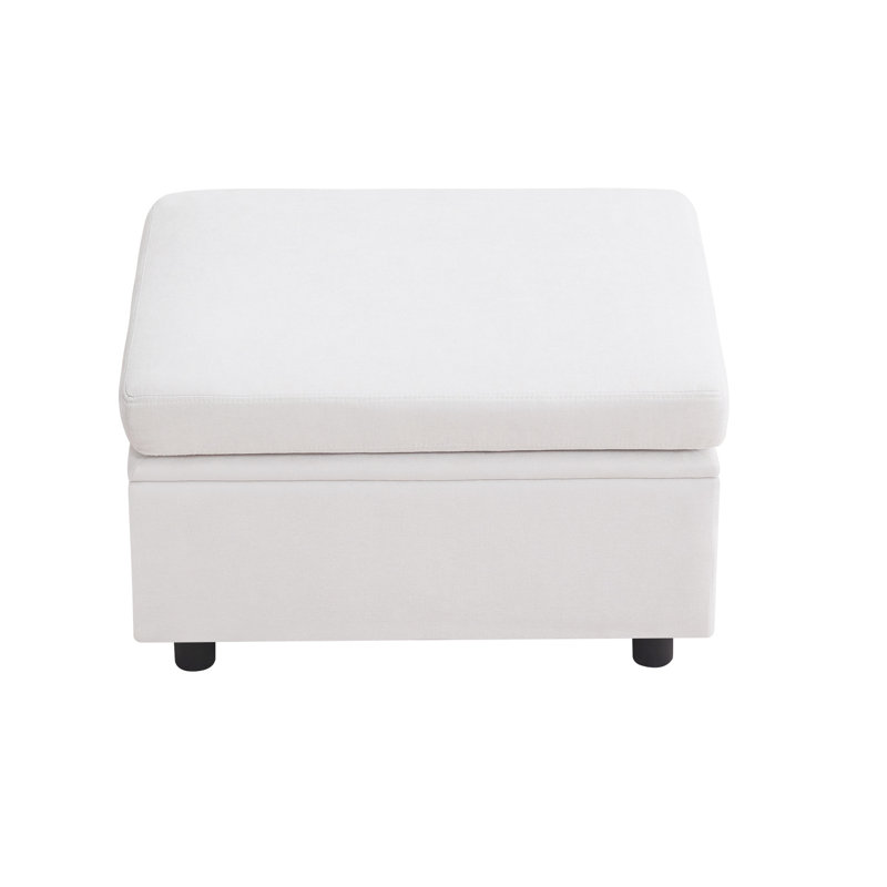 30" Wide Chenille Upholstered Storage Ottoman For Modular Sectional Sofa, Beige