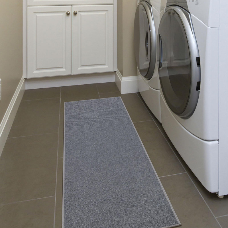 Gray Machine Washable Non-Slip Runner Rug