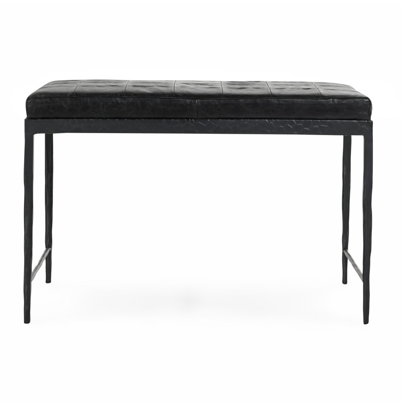Banc en cuir Malo, Noir, noir, noir, noir