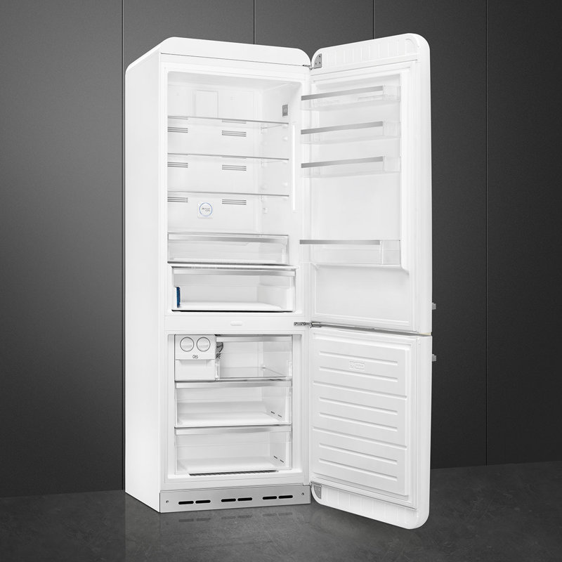 SMEG 27.8" Bottom Freezer 16.26 cu. ft. Energy Star Refrigerator, Left Handed, White