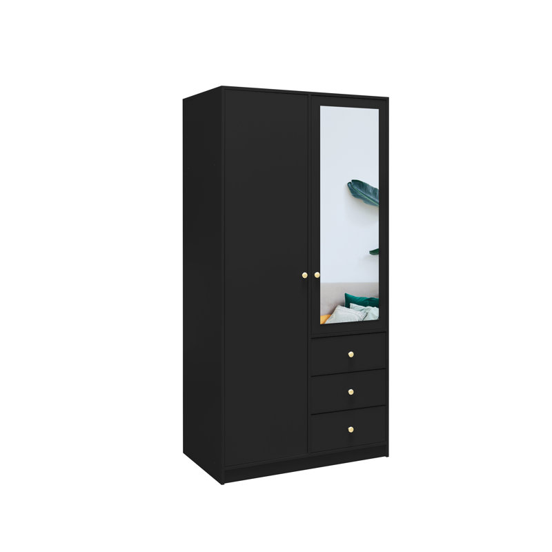 Manufactured Wood Wardrobe, Black