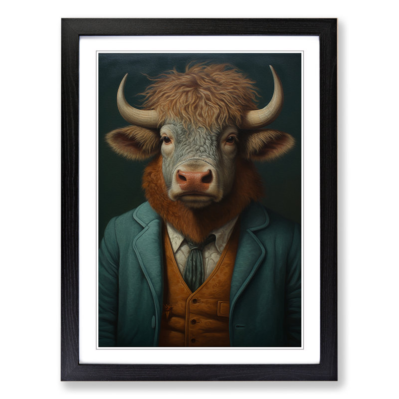 Bison Painting - Framed Print, Black, 46cm H x 34cm W x 2cm D
