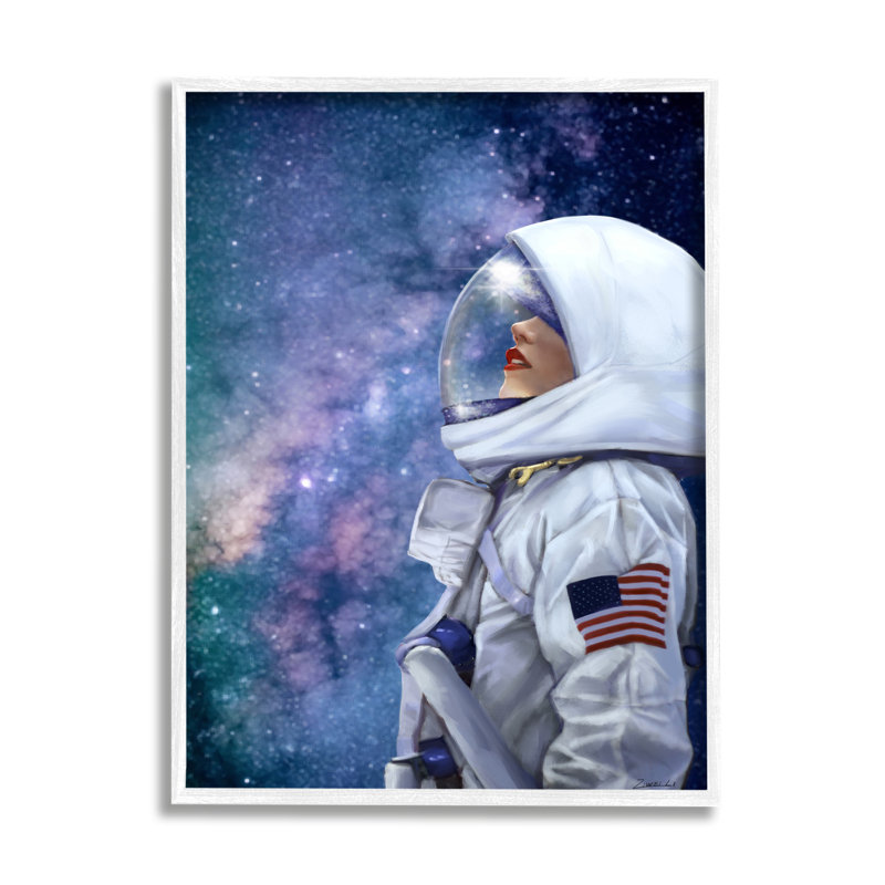 «Outer Space Astronaut» par Ziwei Li - impression d'art graphique, H 20 po x l 16 po x P 1,5 po