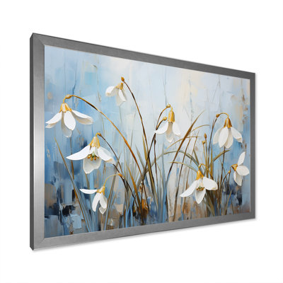 Décoration murale bleue et dorée fleur Simplicity III - Snowdrops