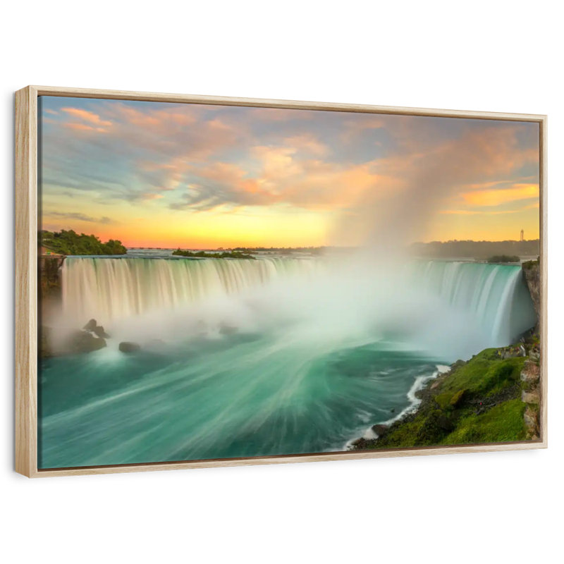 Paysage des chutes du Niagara, Cadre flottant en bois naturel, 13 po x 9 po