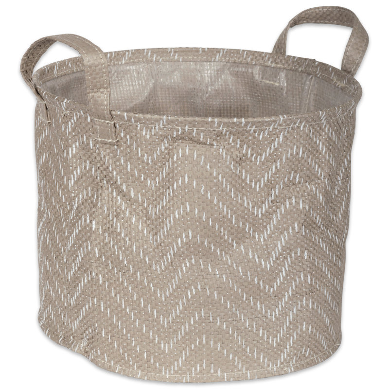Amarillas Fabric Laundry Set with Handles, Medium (9.5" H x 12" W x 12" D), Stone/Cream