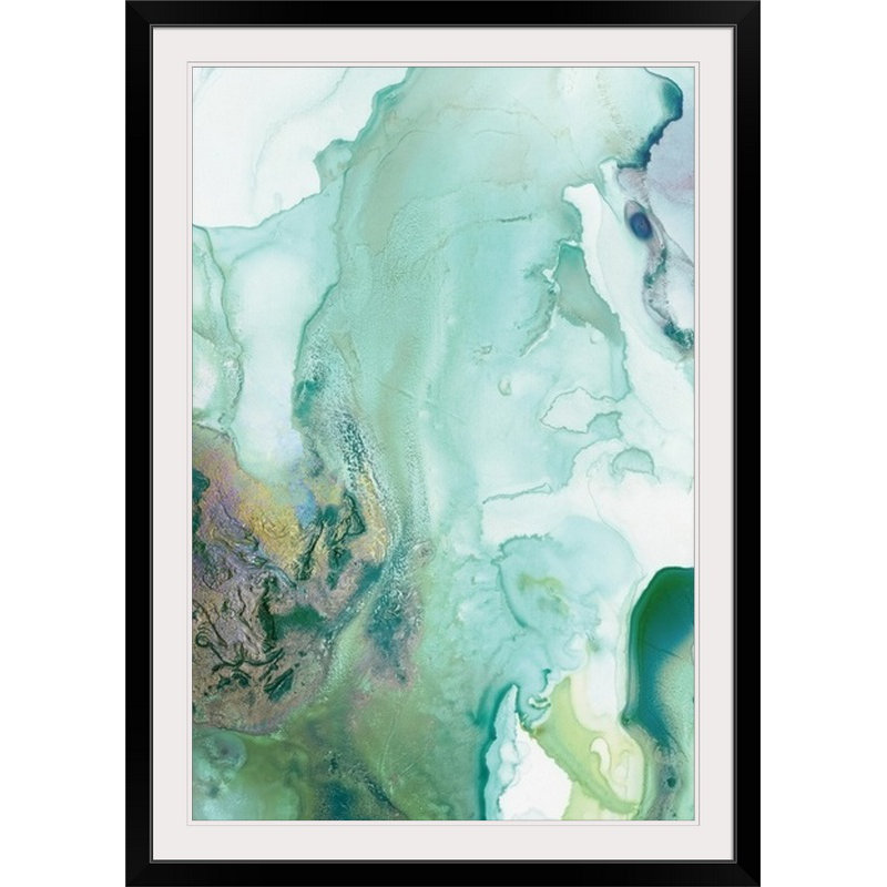 'Mint Bubbles III' Print, 38" H x 28" W x 1" D, Black Frame
