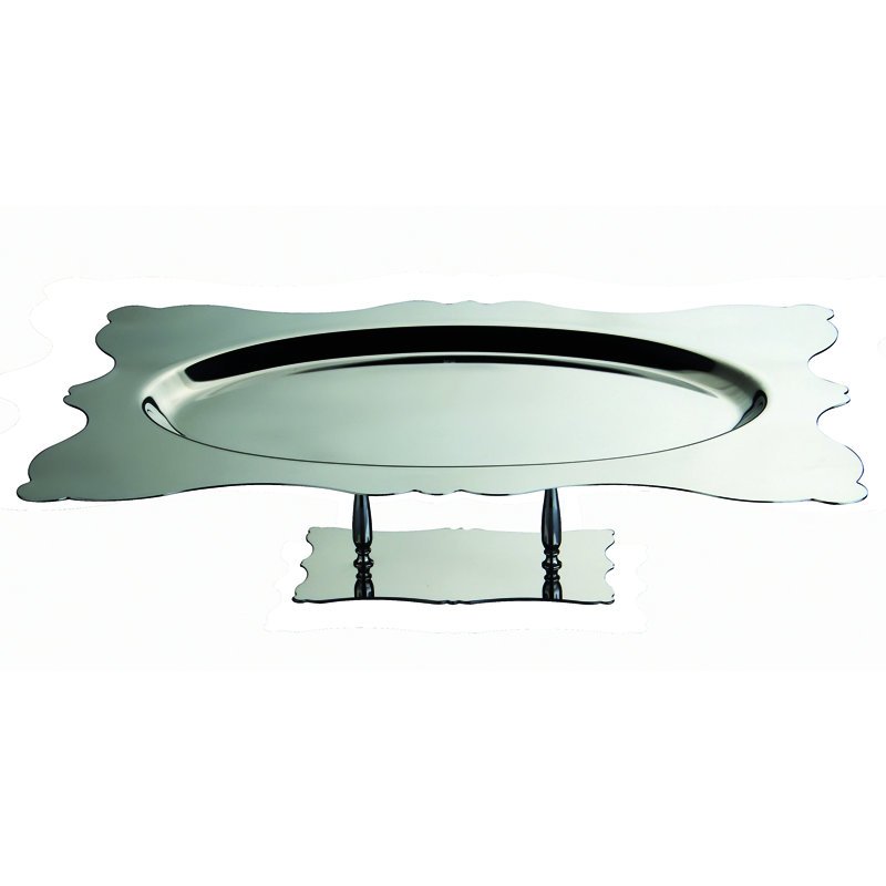 Plateau rectangulaire avec support Dolce Vita - 6 pièces - Acier inoxydable, H 2,76 po x L 18,5 po x l 13,39 po, Argent