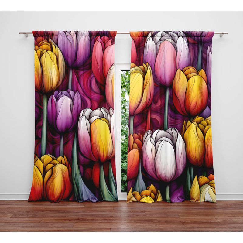 Paire de rideaux semi-transparents en polyester Elyistan, L 56 po x L 78 po