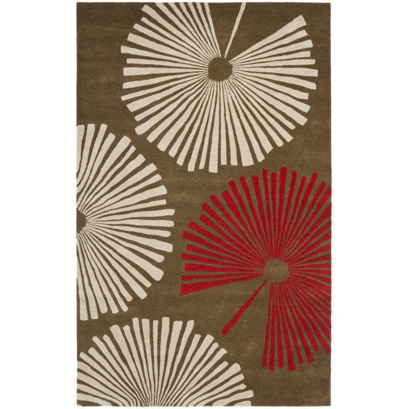 Tapis floral en laine et viscose touffeté à la main Soho, Rectangle 6 pi x 9 pi