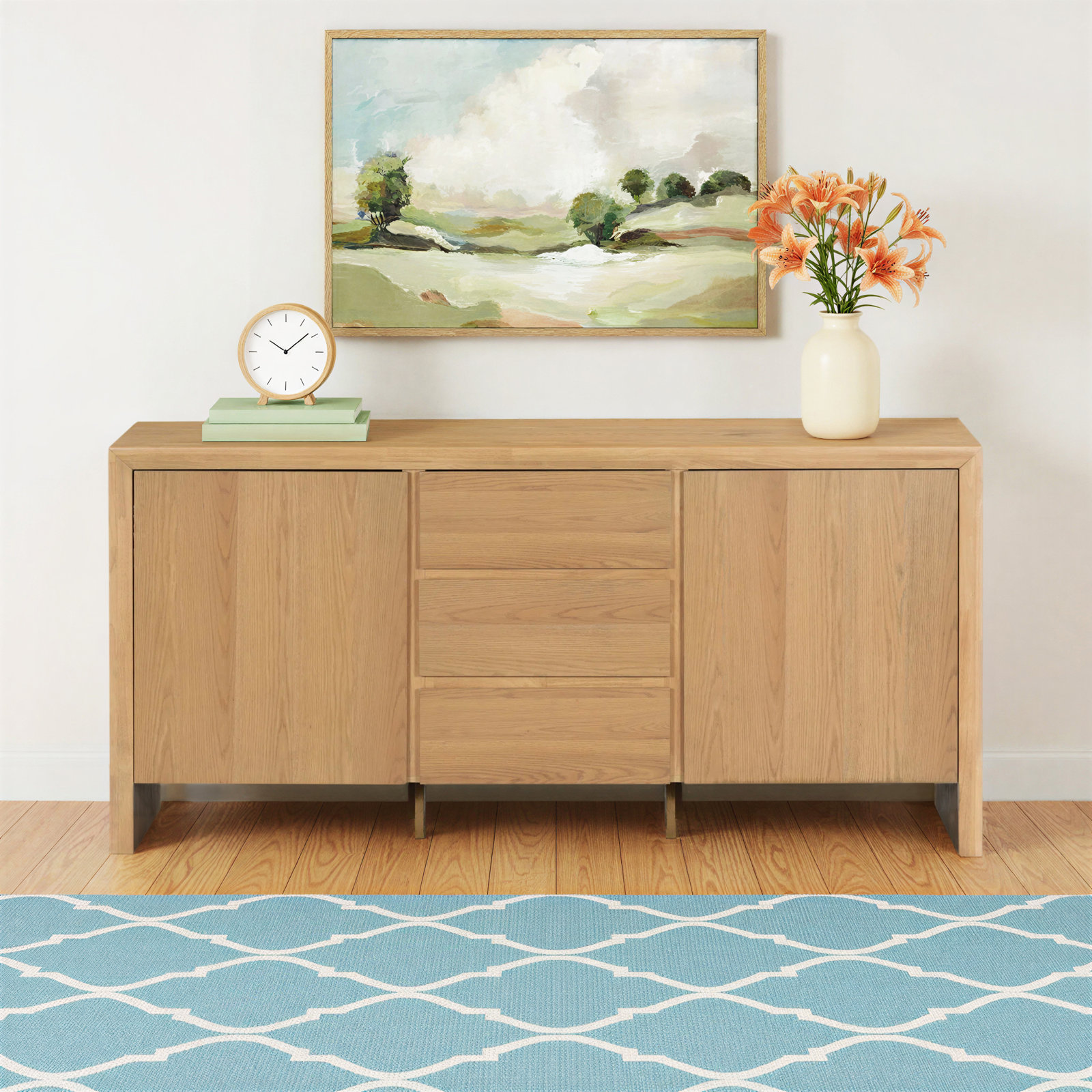 Darnell Wood 3 Drawer Sideboard, Natural