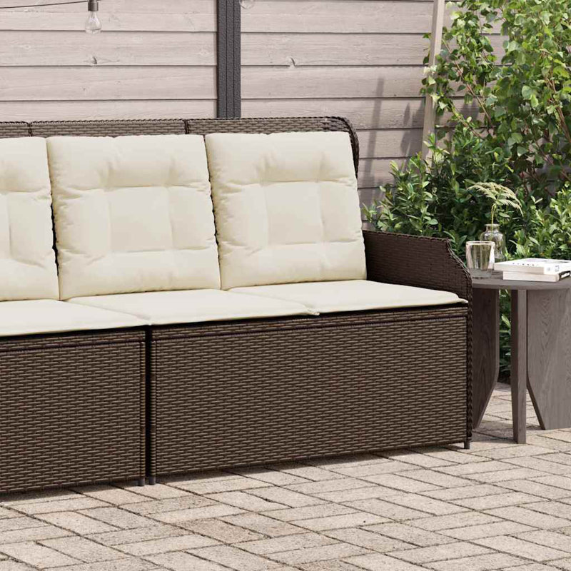 High-Density Polyethylene (HDPE) Wicker Wicker Outdoor Bench, Beige, Brown