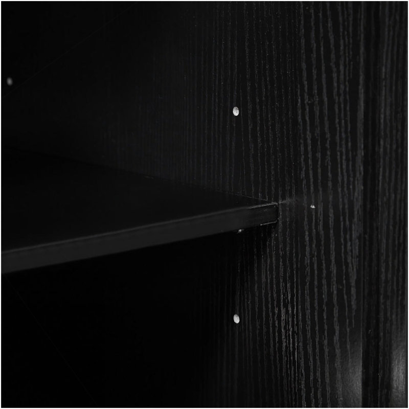 Cabinet With Slatted Grille Striped Door, Modern Style Cabinet, High-Quality MDF And Metal Leg