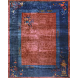Knotted Chinese - Art Deco Antique Room Size Wool Rectangle 1920s Coral Rug