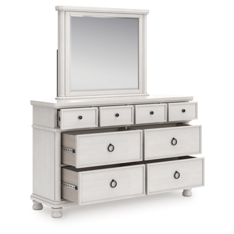 Commode et miroir Kanisha, Blanc