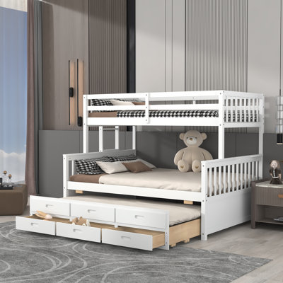 Kids Twin Over Full Bunk Bed with Trundle