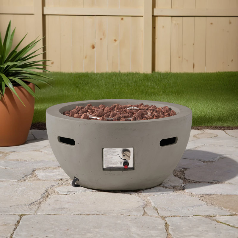 Ameliya Round Propane Smokeless Fire Pit Table, Light Gray