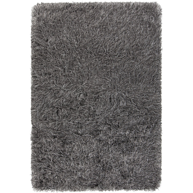 Tapis gris/noir tissé à la main Spellman, Rectangle 5 pi x 7 pi 6 po