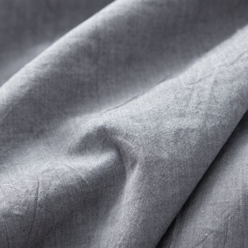 100% Cotton Crinkle Washed Duvet Cover Set, Full/Queen Duvet Cover + 2 Shams, Ash Grey