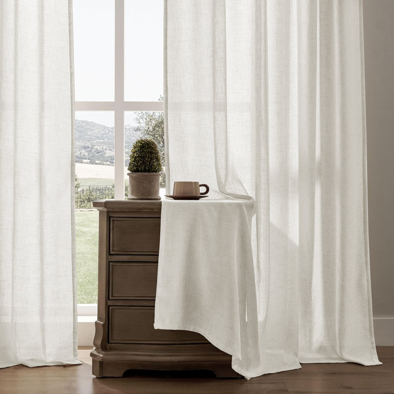 2pk Light Filtering Linen Blend Curtains with Back Tabs/Rod Pocket - 52" x 96" Oatmeal, 52" W x 96" L, Oatmeal