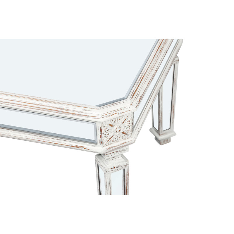 Table basse moderne en miroir avec décor de style rétro, idéale pour le salon et le bureau