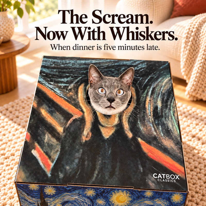 Furry Masterpieces Cardboard Cat House with Scratcher