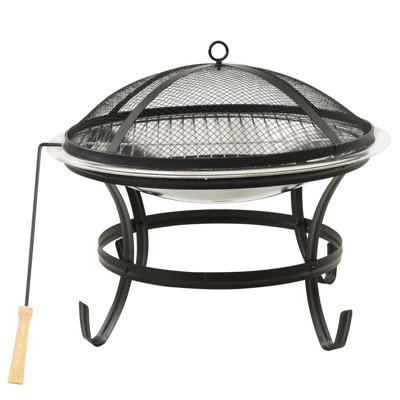 Mcelligott Round Stainless Steel Wood Burning Smokeless Fire Pit with Lid