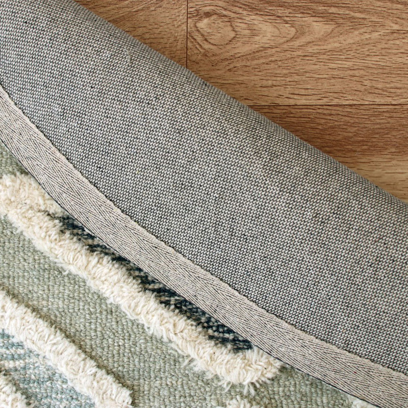 Hand Tufted Wool Geometric Indoor Rug, Round 6'