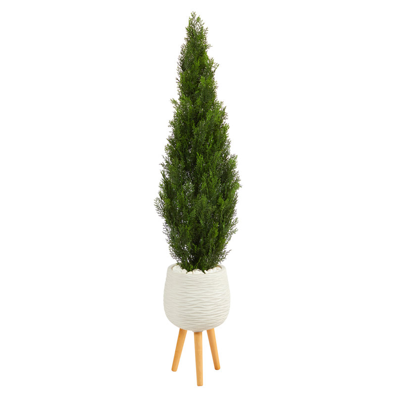60'' Faux Cedar Tree in Clay Planter