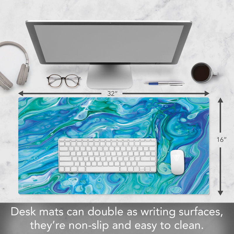 CounterArt Blue Fluidity Large Waterproof Desk Protector Mat 32" x 16"