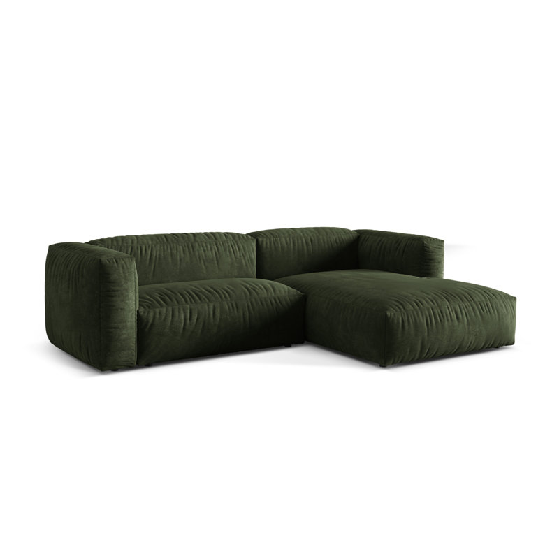 Bedar 2 Seater Velvet Corner Sofa , Green