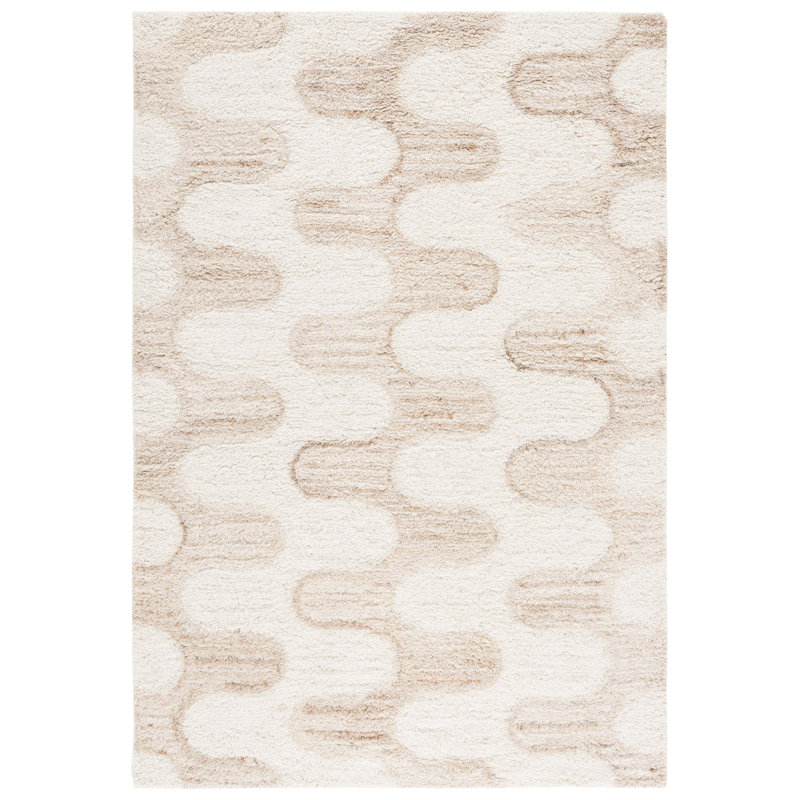 Miksen 226 Hand Tufted Wool/Recycled Cotton Abstract Indoor Use Only Rug in Ivory/Beige, Rectangle 8' x 10'
