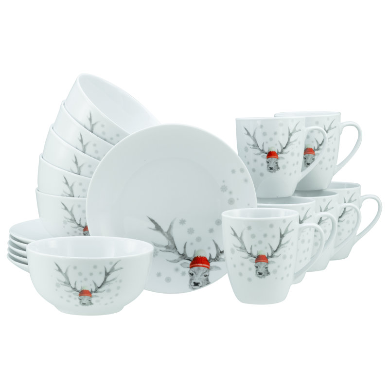 Luna Piece Porcelain China Dinnerware Set - Service for 6