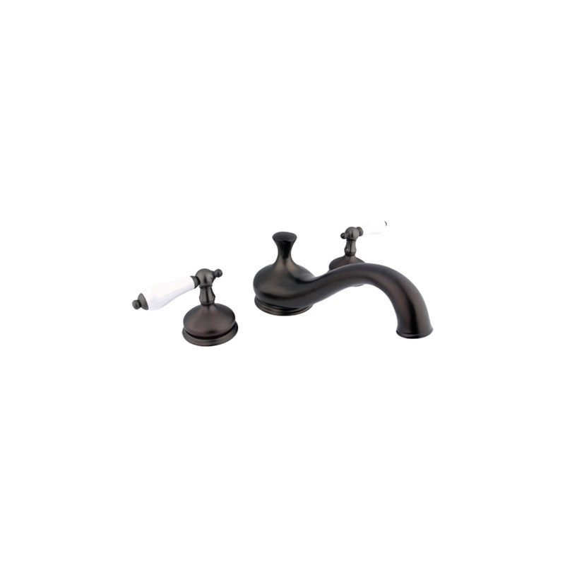 Double Handle Deck Mounted Roman Tub Faucet, Oil Rubbed Bronze
