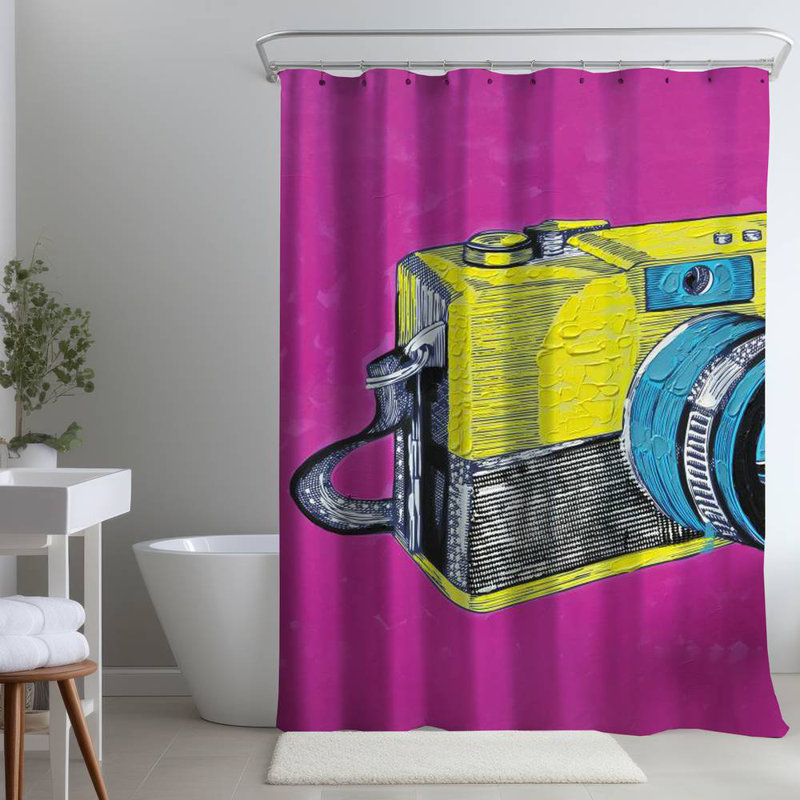 Shower Curtain MU4 – Polyester Shower Curtain, Dye Sublimation Print, 71" W × 74" L