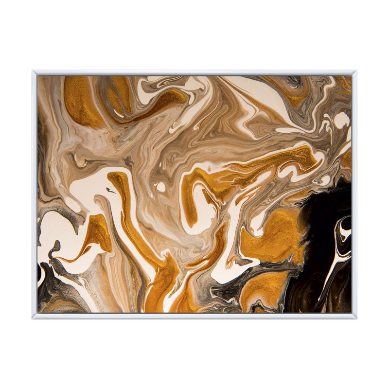Vague brune avec taches noires et blanches - reproduction sur toile, H 24 po x l 32 po, Toile à cadre flottant blanc