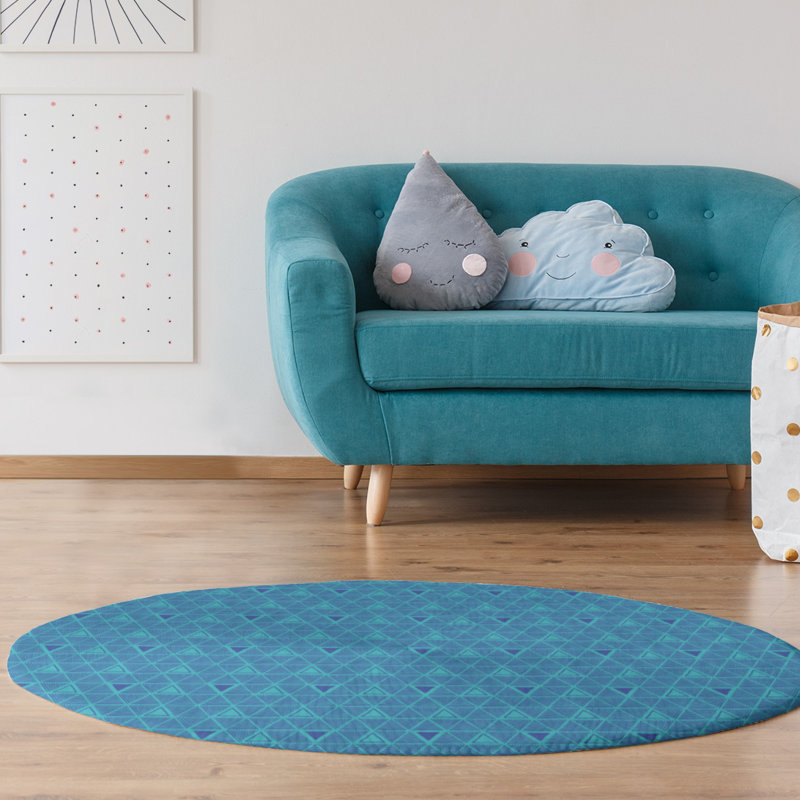 Chenille Geometric Indoor Rug, Round 5'