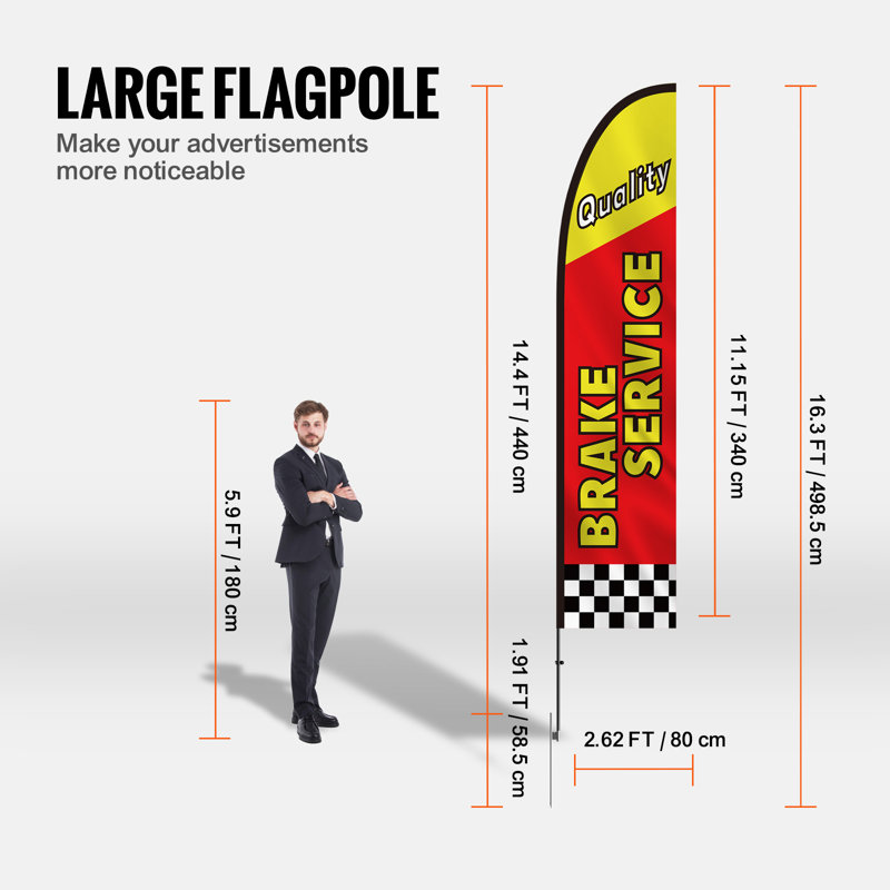 Double Sided 496.8cm H x 7.9cm W Metal Flag Set