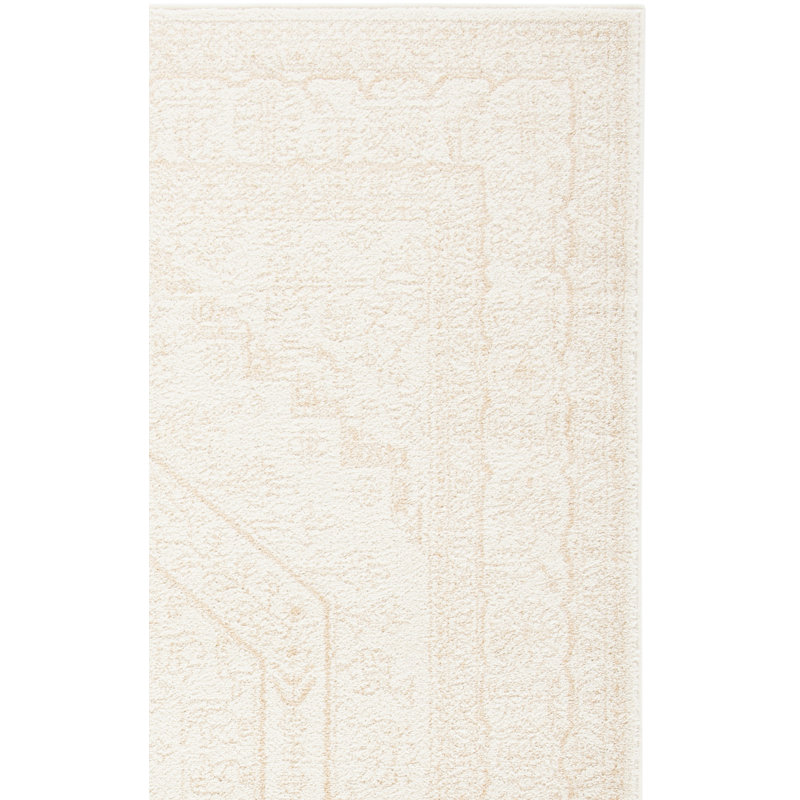 Tapis oriental ivoire / beige Wadlington, Tapis de couloir 2 pi 6 po x 14 pi