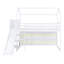 Lit mezzanine simple en bois avec glissoire, tablettes de rangement et rampe d'escalade, couleur bois-107642801