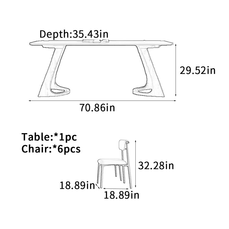Table de salle à manger haut de gamme Villa Rock, H 29,52 po x L 70,86 po x l 35,43 po