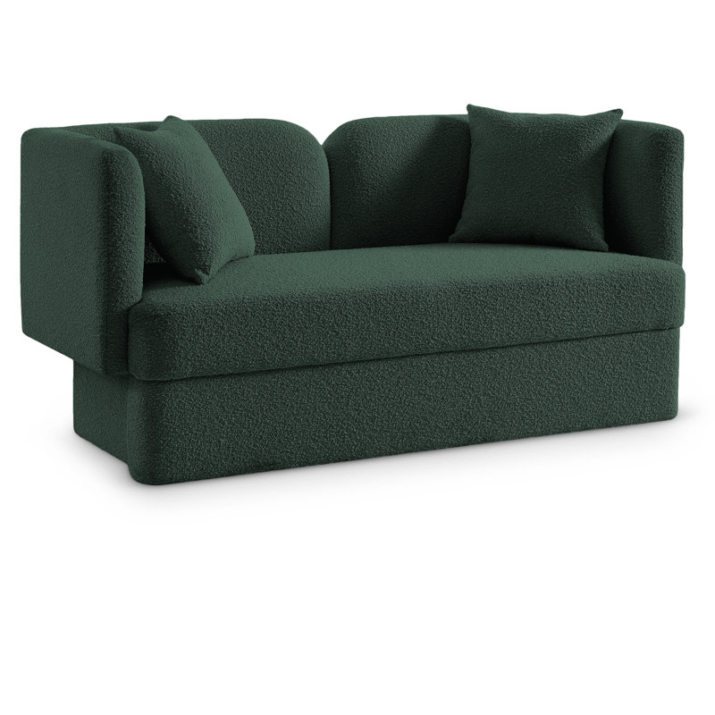 Causeuse en tissu Marcel Boucle, Tissu bouclé vert