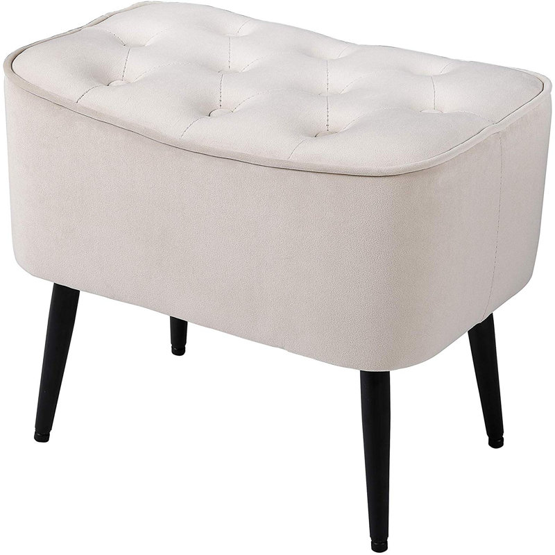 Velvet Ottoman, White Velvet