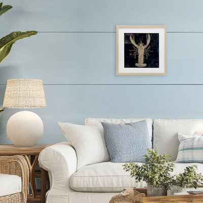 Lobster Contour over Map Framed Print Under Glass, design by Sasha