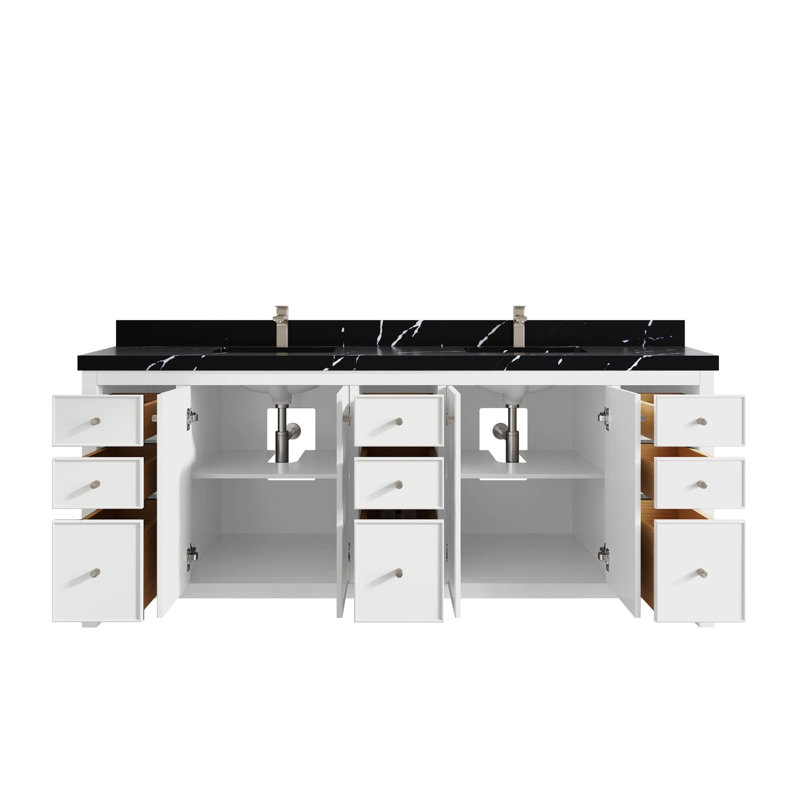 Meuble-lavabo double 84 po avec plateau Bronya